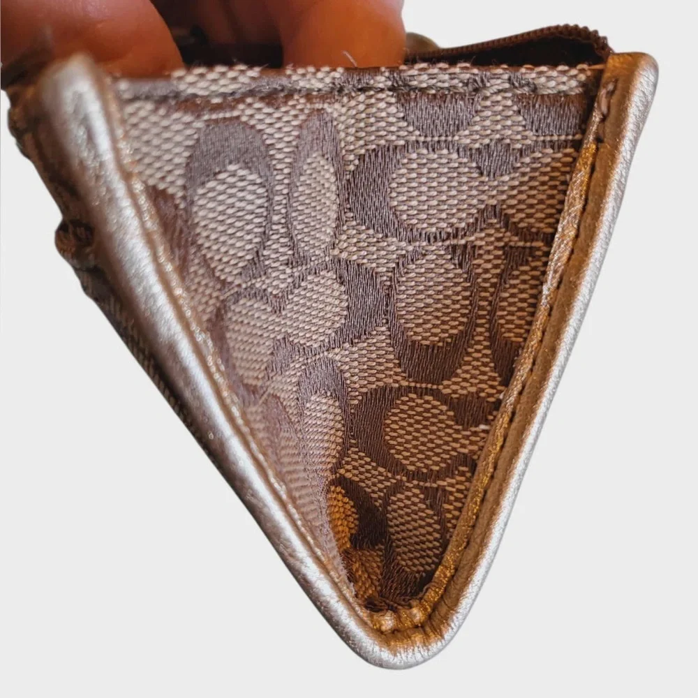 Coach Tan and Brown Signature Coin Purse - Picture 4 of 10